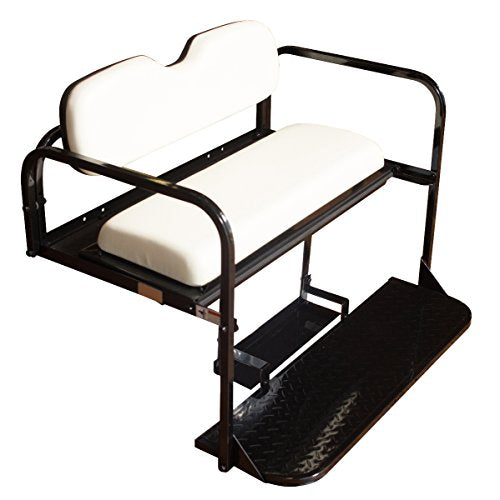 Performance Plus Carts EZGO TXT Golf Cart Rear Flip Seat Kit | Folding Steel Frame | White Cushions