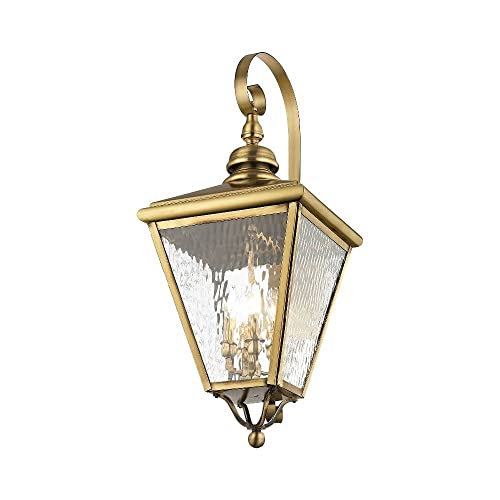 Livex Transitional Four Light Outdoor Wall Lantern Cambridge Collection Antique Brass