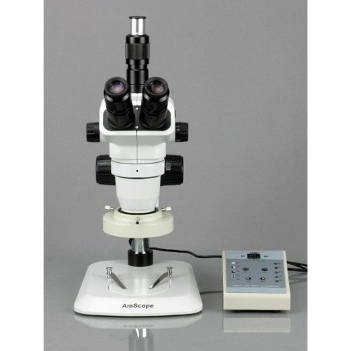 AmScope Digital Trinocular Stereo Zoom Microscope with 3MP Camera, 6.7X-112X Magnification, LED Ring Light