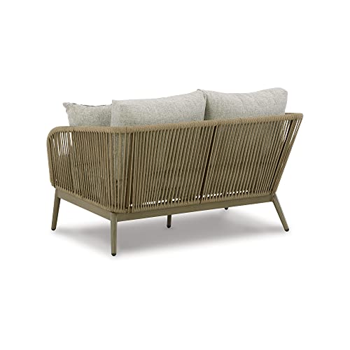 Signature Design by Ashley Swiss Valley Bohemian Outdoor Loveseat with Cushion Light Brown