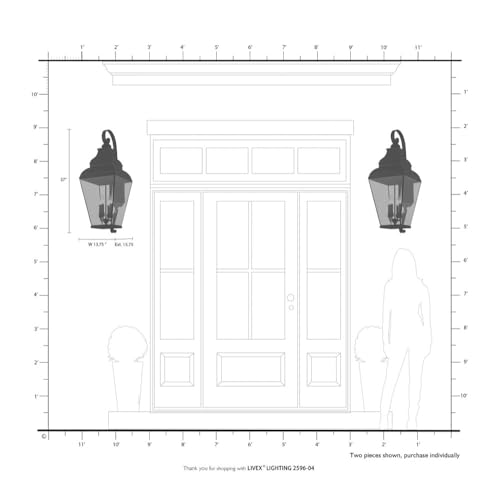 Livex Outdoor Wall Lantern 4 Light Black