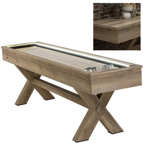 American Legend LED Shuffleboard with Buffet Top - Modern Style - Light Up LED Rails