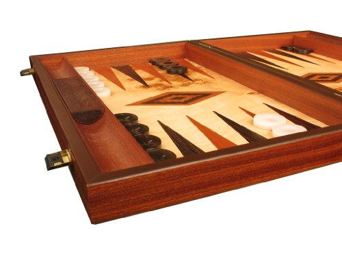 Manopoulos Lupo Wood Backgammon Set 18 3/4" Brown