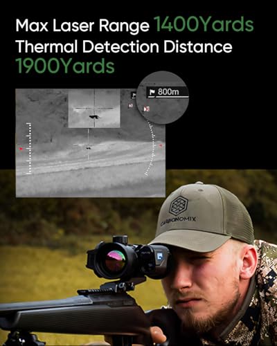 Shimkong Sytong Thermal Rifle Scope Monocular with Laser Rangefinder 1300 Yards 50Hz 384x288 8X Zoom Black
