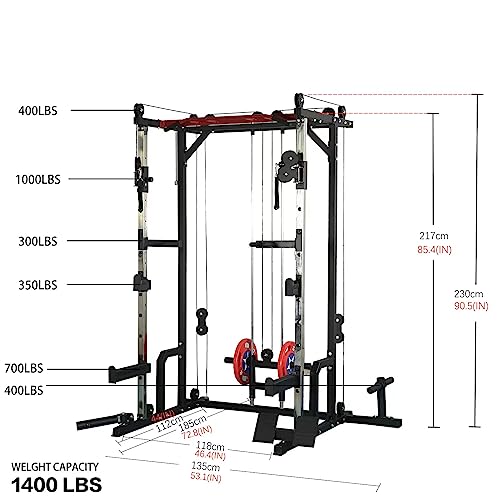 KOZYSFLER Power Cage with LAT PullDown and Weight Storage Rack Orange