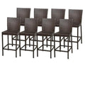 TK Classics Napa Outdoor Wicker Bar Stools Set of 8 Brown
