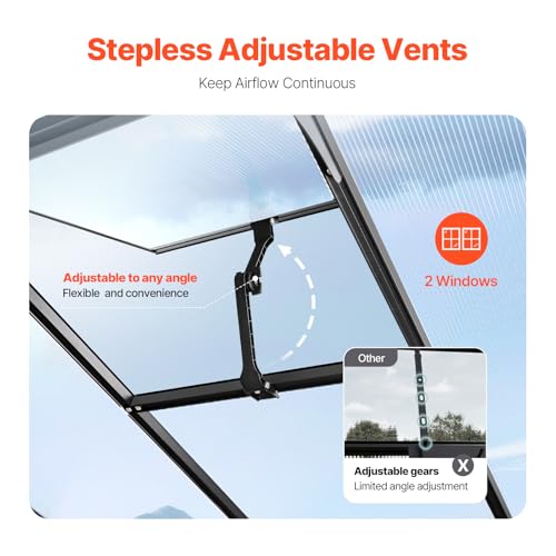 VEVOR Polycarbonate Greenhouse 8x12 Ft Black