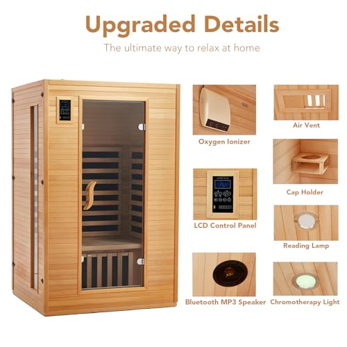 Garvee 2024 Upgrade 2 Person Infrared Sauna Wood