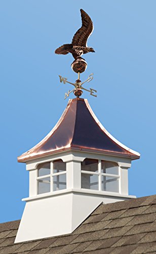 Accentua Charleston Cupola with Eagle Weathervane 24 in. Square 63 in. High White With Copper Roof