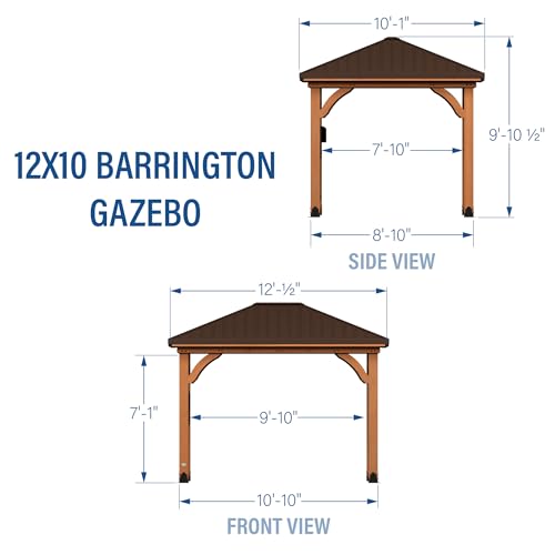 Backyard Discovery Barrington 12' x 10' Cedar Wood Outdoor Gazebo Pavilion Brown