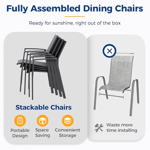 Wisteria Lane Aluminum Patio Chairs Set of 6 Dark Grey