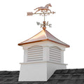 Good Directions 30" Square Coventry Vinyl Cupola with Horse Weathervane White