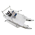 AQUOS Heavy-Duty Inflatable Pontoon Boat for Two with Trolling Motor Grey Transom Hand Control 12V 55LBS
