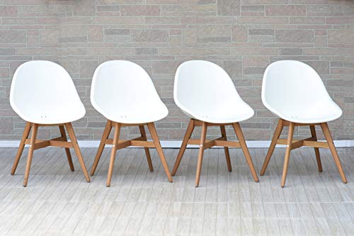 Amazonia Lothian 7-Piece Oval Patio Dining Set Durable Teak Wood Extendable White Chairs