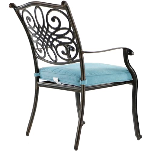 Hanover Traditions 5 Piece Patio Dining Set with Blue Cushions