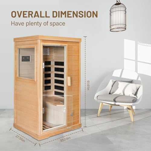 Daleyzay 1-Person Infrared Sauna Canadian Hemlock Natural