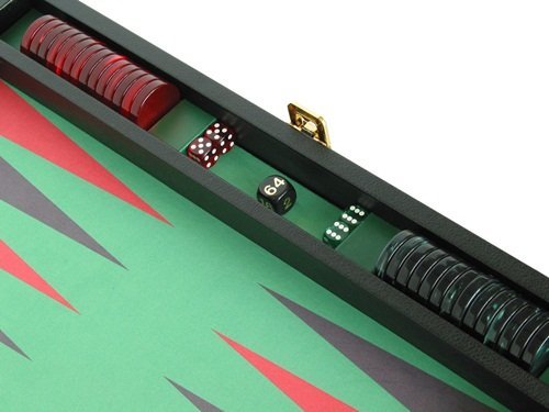 Zaza & Sacci Leather/Microfiber Backgammon Set 20" Black Green