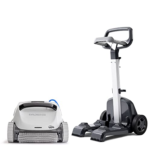 Dolphin Explorer E50 Wi-Fi Robotic Pool Vacuum Cleaner with Caddy White