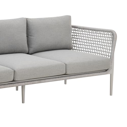 Armen Living Rhodes Outdoor Patio 4 Piece Conversation Set Aluminum Sintered Stone Light Gray