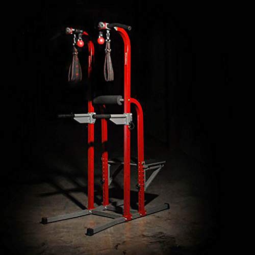 Stamina X Fortress Power Tower with Plyo Box - Dip Bar Pull Up Bar Station - Red