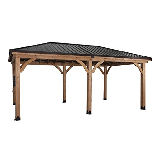 Backyard Discovery Barrington 20' x 12' Cedar Wood Gazebo Pavilion Light Brown