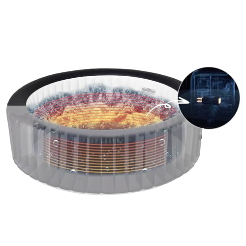 M Spa Premium 6-Person Round Hot Tub with 138 Bubble Jets and Thermal Cover, Black