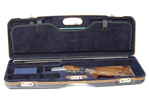 Negrini OU Deluxe Skeet Single Shotgun Case + Tube Set Navy/Tobacco Leather/Navy