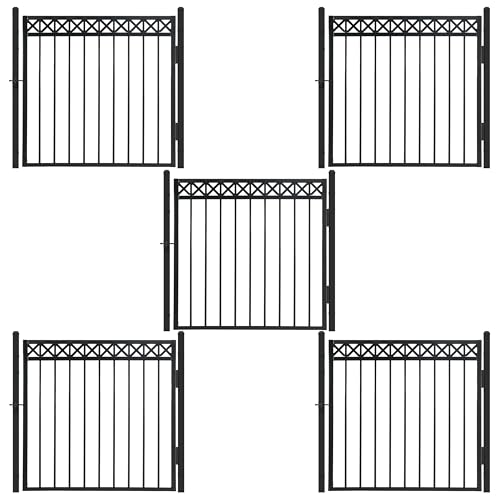 Fencer Wire Heavy Duty Decorative Fence Gate Black, 4FT x 4FT, Pack of 5