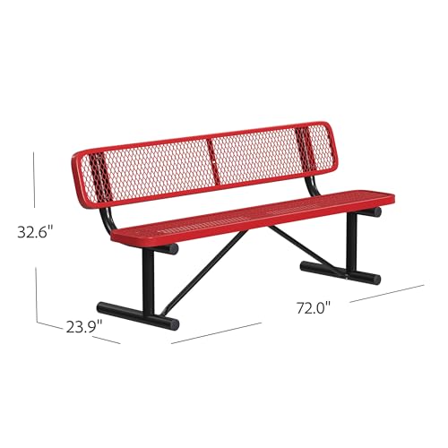 Leisure Craft 6 Foot Outdoor Bench with Back Red