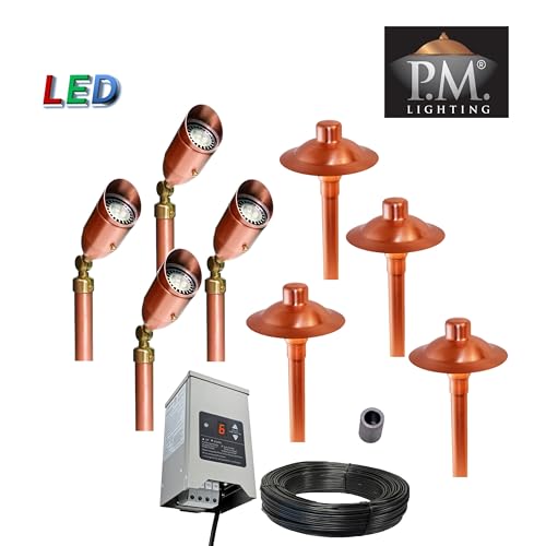P.M. LIGHTING CS8100-LED Professional Series 8-Light Landscape Lighting System Copper