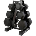 Gymnastics Power Hex Dumbbells Free Weights Set with Rack 190 LB