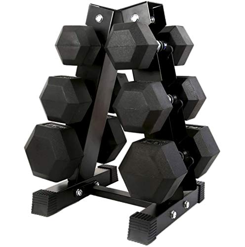 Gymnastics Power Hex Dumbbells Free Weights Set with Rack 190 LB
