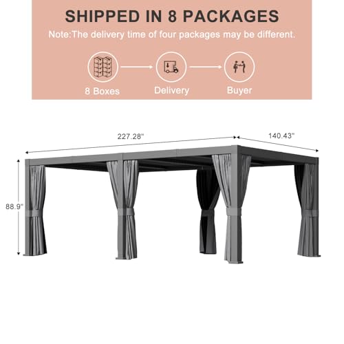 oneinmil Louvered Aluminum Pergola with Adjustable Top for Outdoor Decks, Gardens, Backyards
