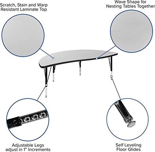 Flash Furniture Emmy 60" Circle Wave Activity Table Set with 12" Stack Chairs Grey