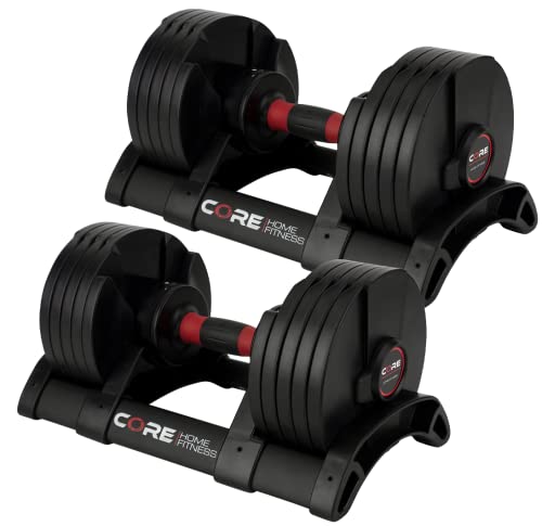 CORE FITNESS Adjustable Dumbbell Weight Set Black