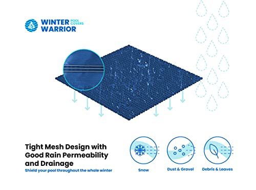 LINERWORLD.COM Winter Warrior Mesh Inground Safety Pool Cover 20'x40' with Center End Step Arctic Blue