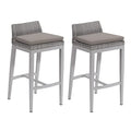 Oxford Garden Argento Bar Stool Resin Wicker with Stone Cushions 2 Pack Powder Coat Flint
