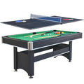 Voohek 6ft Pool Table with Table Tennis Top, Billiard Balls, Cues, Triangle Rack, Poly-Sealed Tabletop Black+Green