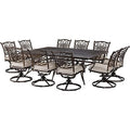 Hanover Renditions 11-Piece Outdoor Dining Set with Sunbrella® Fabric, 60"x84" Table & Swivel Chairs in Silver/Bronze