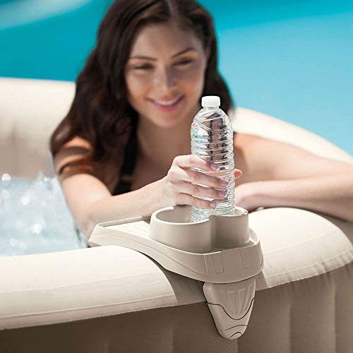 Intex PureSpa Plus Greystone Inflatable Hot Tub with Tray Attachments Gray