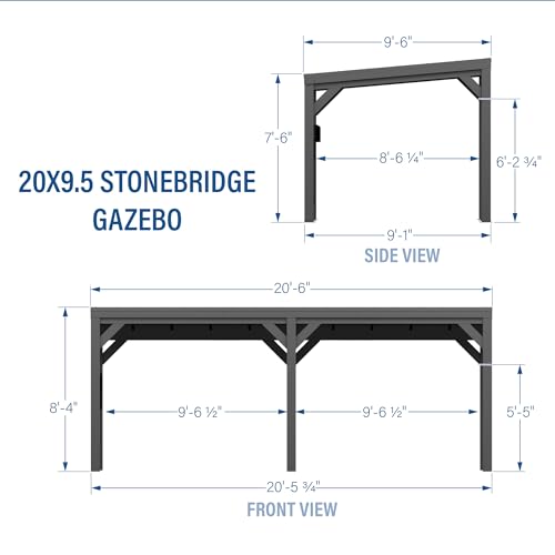 Backyard Discovery Stonebridge 20' x 9.5' Galvanized Steel Outdoor Gazebo Pavilion Black