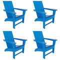 WestinTrends Ashore Modern Outdoor Folding Adirondack Chair Set of 4 Pacific Blue