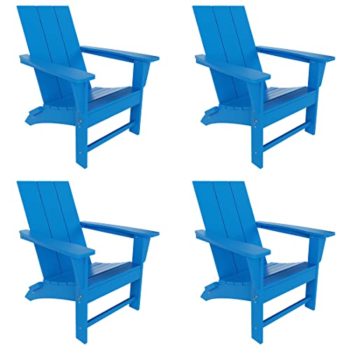 WestinTrends Ashore Modern Outdoor Folding Adirondack Chair Set of 4 Pacific Blue