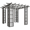 Outsunny 9' x 9' Vinyl Pergola Dark Gray