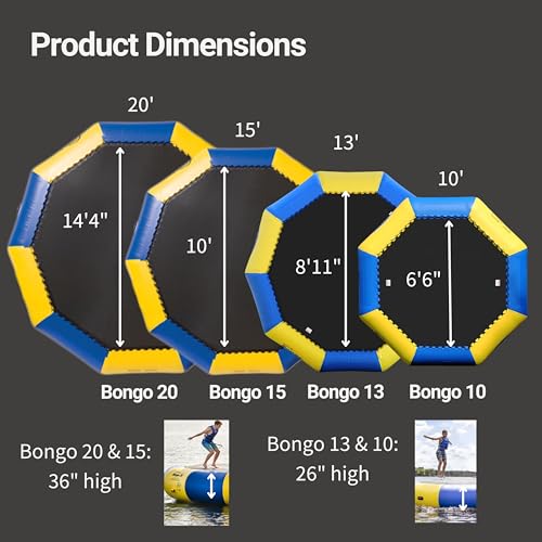 RAVE Sports Bongo 13' Water Bouncer Trampoline with Ladder Blue/Yellow