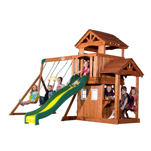 Backyard Discovery Tanglewood Cedar Wood Playset Swing Set Brown