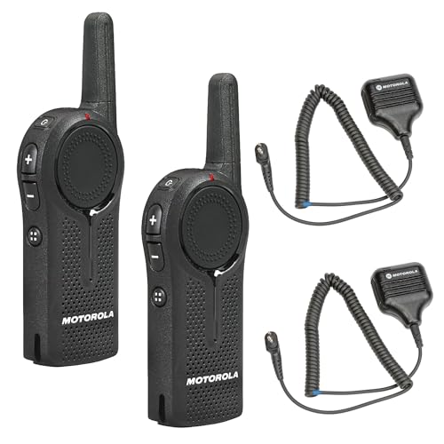 Motorola Solutions DLR1020 Two-Way Digital Business Radio + HKLN4606 Remote Speaker Mic 2-Pack Black