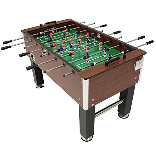 Sunnydaze Foosball Table with Folding Drink Holders - Faux Wood Brown