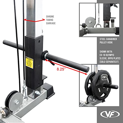 Valor Fitness Power Squat Rack with Lat Pull Attachment and Pull Up Bar Station Black
