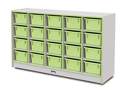 Jonti-Craft Rainbow Accents 20 Cubbie-Tray Mobile Storage with Trays Key Lime